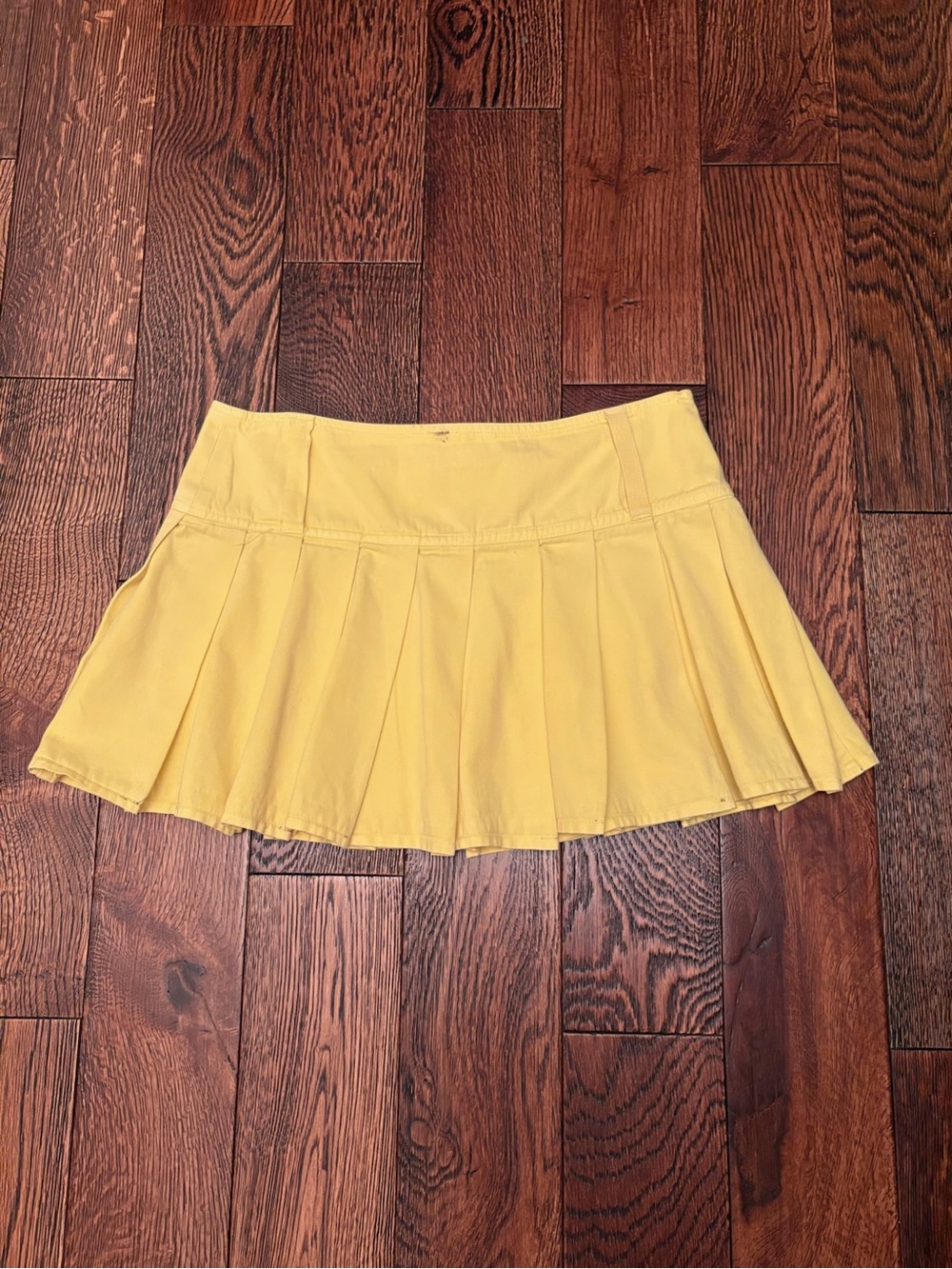 Vintage Phard Base Jeans Yellow Pleated Mini Skirt 44 Made in Italy Y2K